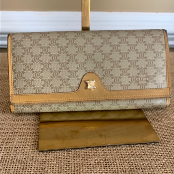 Celine Beige and Tan Monogram Wallet - Picture 1 of 11